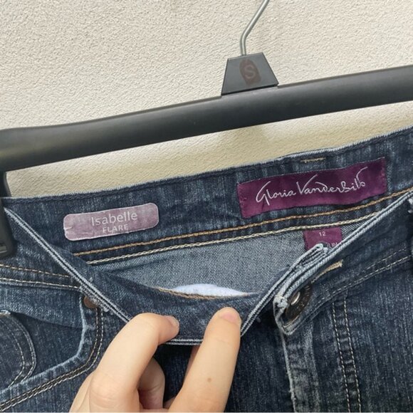 Gloria Vanderbilt Dark Wash Isabelle Flare Leg Jeans Size 12 Basic Stretch - Picture 2 of 5